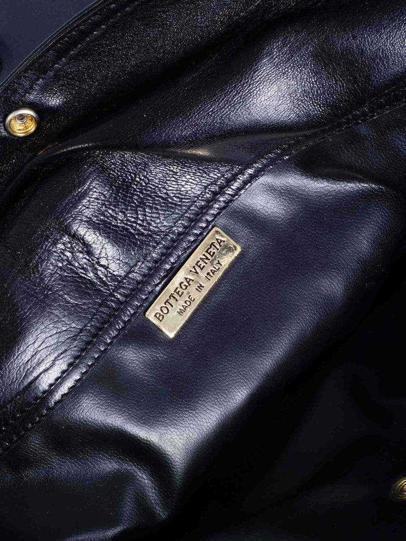 Bottega Veneta Vintage Intrecciato Flap Portfolio Clutch Black-designer resale