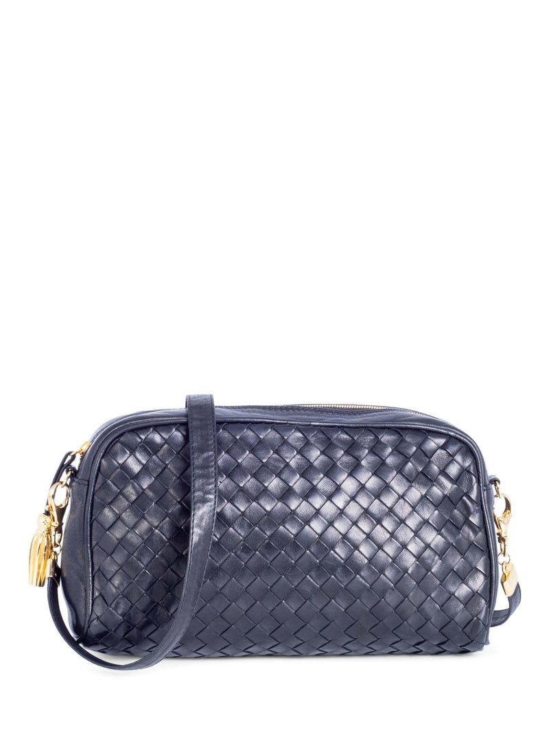 Bottega Veneta Vintage Intrecciato Messenger Bag Mirror Set Black-designer resale