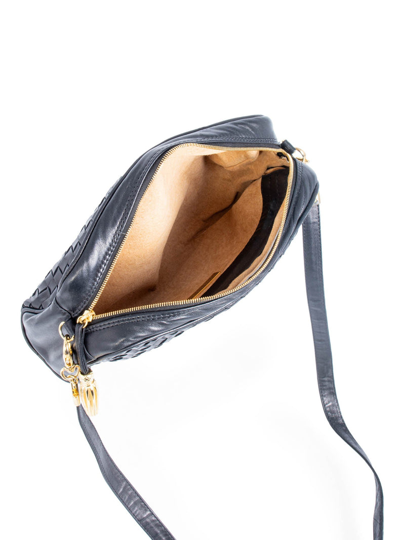 Bottega Veneta Vintage Intrecciato Messenger Bag Mirror Set Black-designer resale