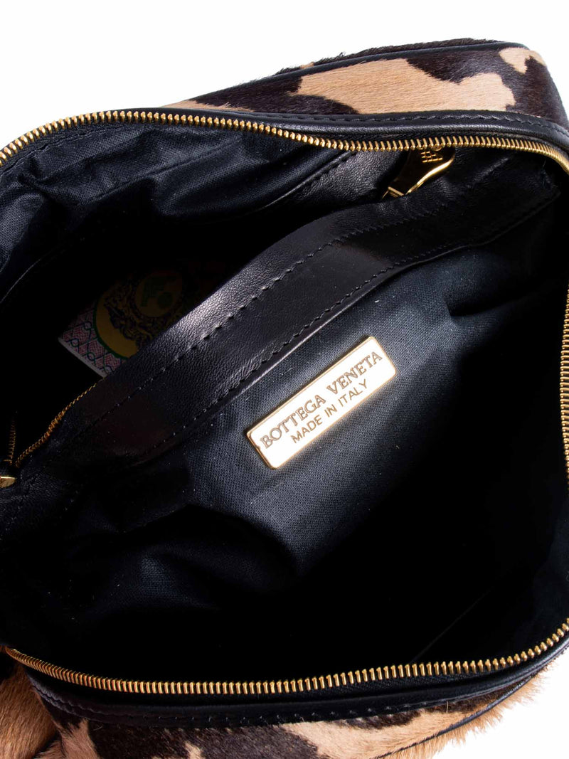 Bottega Veneta Vintage Leather Cowhide Tassel Messenger Bag Brown Black-designer resale