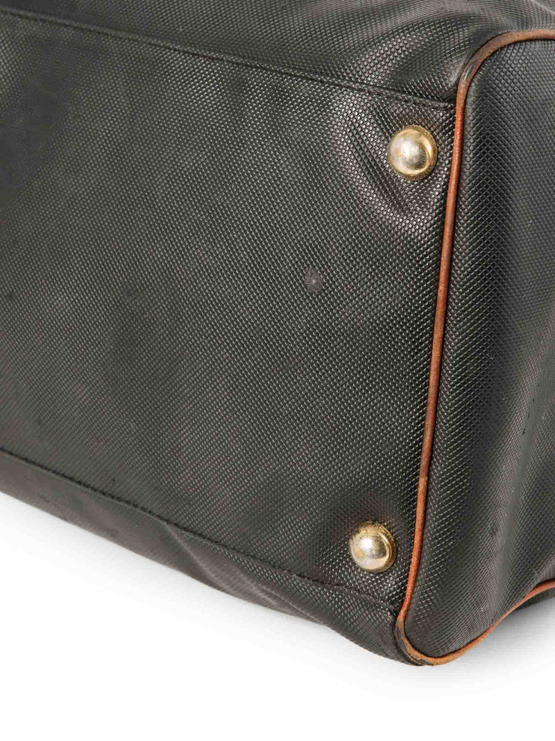 Bottega Veneta Vintage Leather Duffle Weekender Bag Black Brown-designer resale