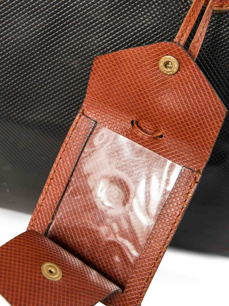 Bottega Veneta Vintage Leather Duffle Weekender Bag Black Brown-designer resale