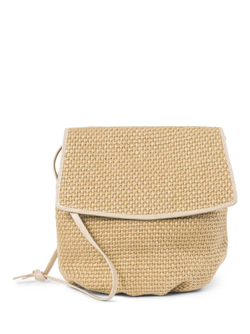 Bottega Veneta Vintage Raffia Flap Shoulder Bag Beige-designer resale