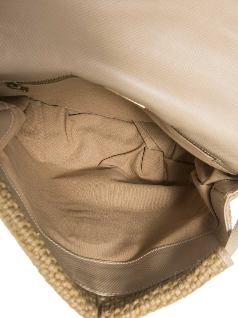 Bottega Veneta Vintage Raffia Flap Shoulder Bag Beige-designer resale