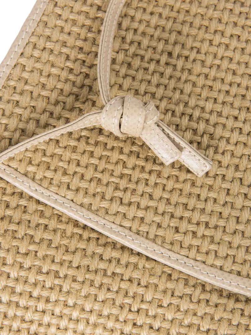 Bottega Veneta Vintage Raffia Flap Shoulder Bag Beige-designer resale