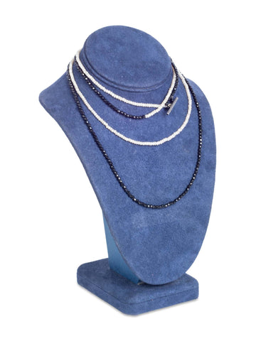 Brunello Cucinelli Agate Beaded Necklace Black White-designer resale