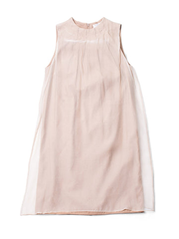 Brunello Cucinelli Chiffon Silk Sleeveless Dress Taupe-designer resale