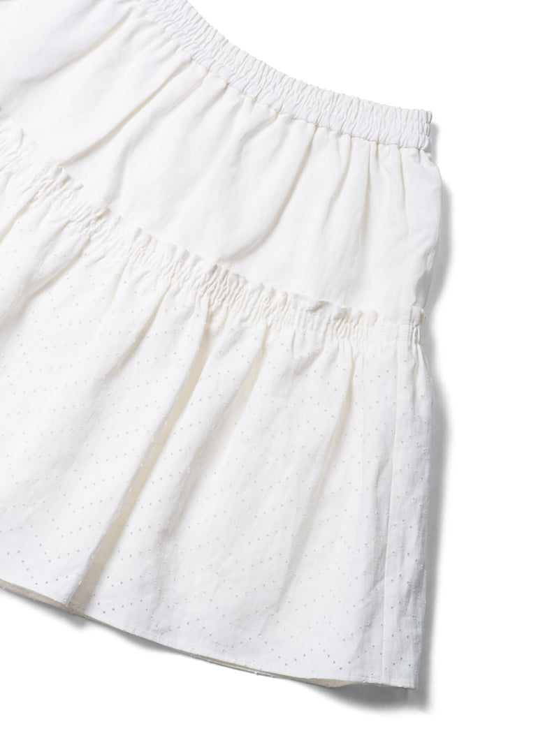 Brunello Cucinelli Eyelet Cotton Ruffle Mini Skirt White-designer resale