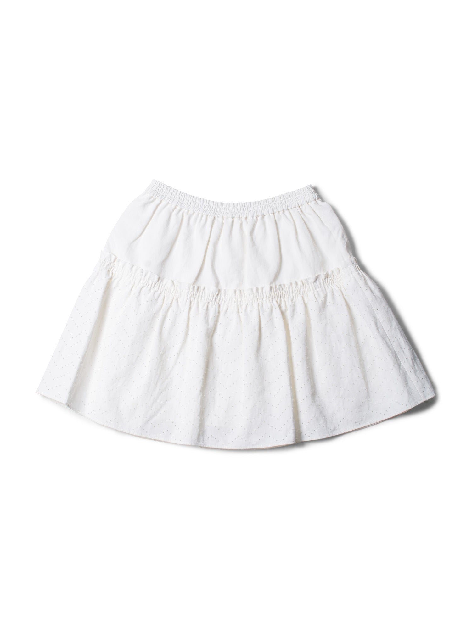 Brunello Cucinelli Eyelet Cotton Ruffle Mini Skirt White-designer resale