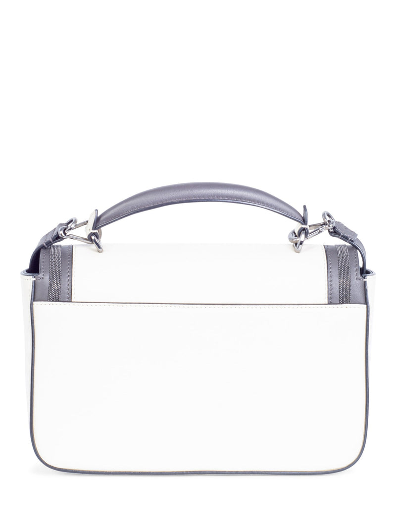 Brunello Cucinelli Leather Monili Messenger Bag White Grey-designer resale