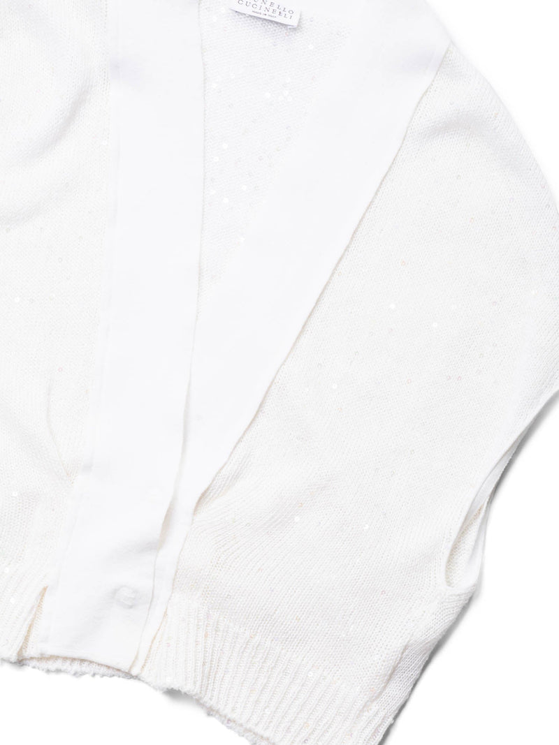Brunello Cucinelli Linen Sequin Sleeveless Bolero White-designer resale