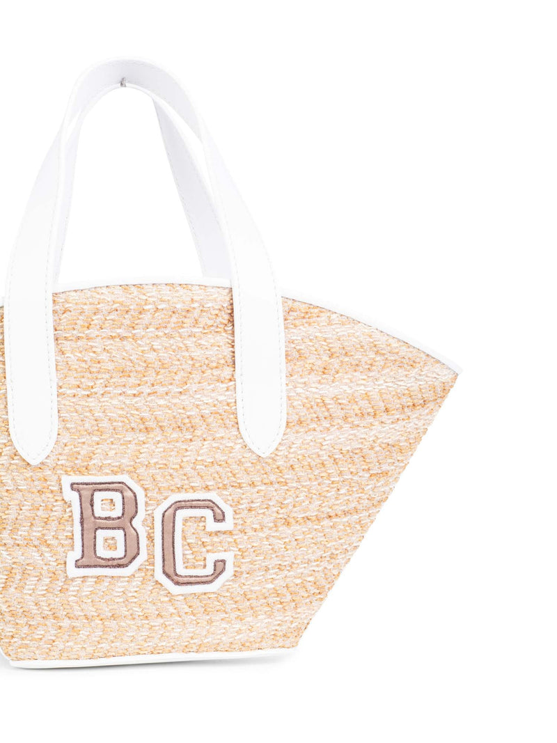 Brunello Cucinelli Logo Raffia Top Handle Mini Bucket Bag White-designer resale