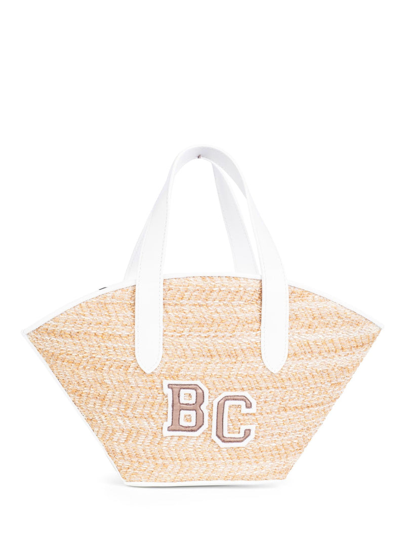 Brunello Cucinelli Logo Raffia Top Handle Mini Bucket Bag White-designer resale