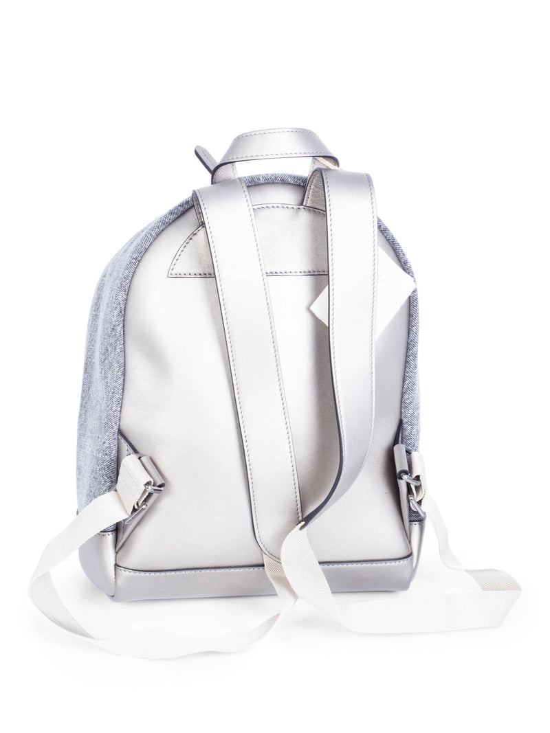 Brunello Cucinelli Monili Leather Denim Backpack Heather Gray Silver-designer resale