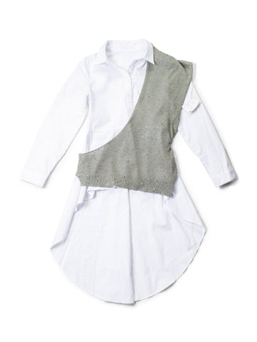 Brunello Cucinelli Sequin Asymmetrical Top Olive Green-designer resale