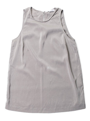 Brunello Cucinelli Silk Monili Necklace Blouse Grey-designer resale