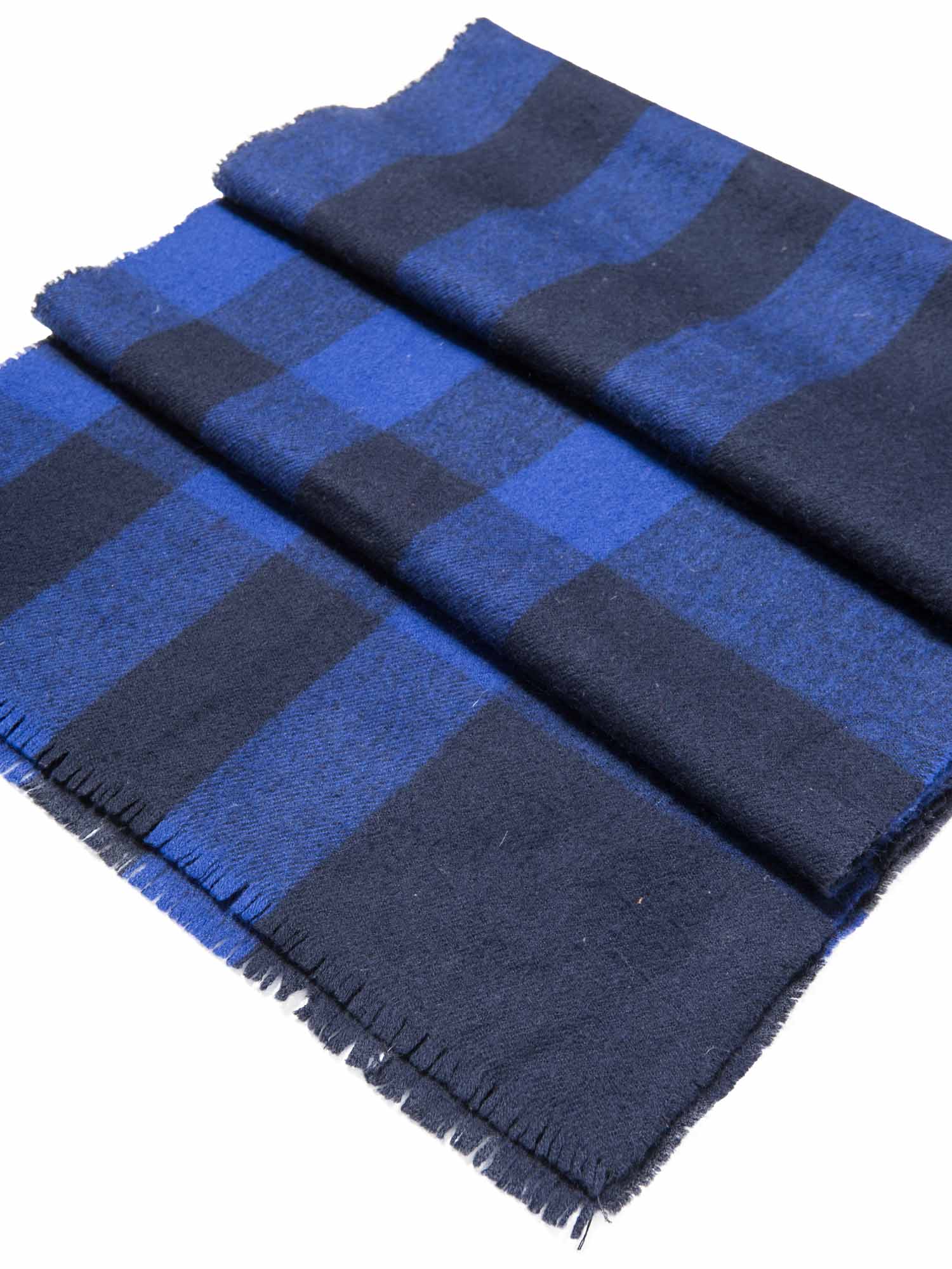 Burberry Cashmere House Check Fringe Scarf Blue