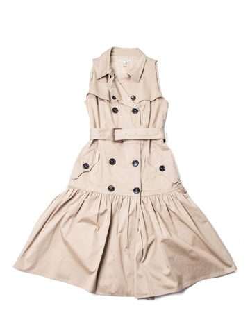 Burberry Cotton Belted Trench A-line Dress Beige-designer resale