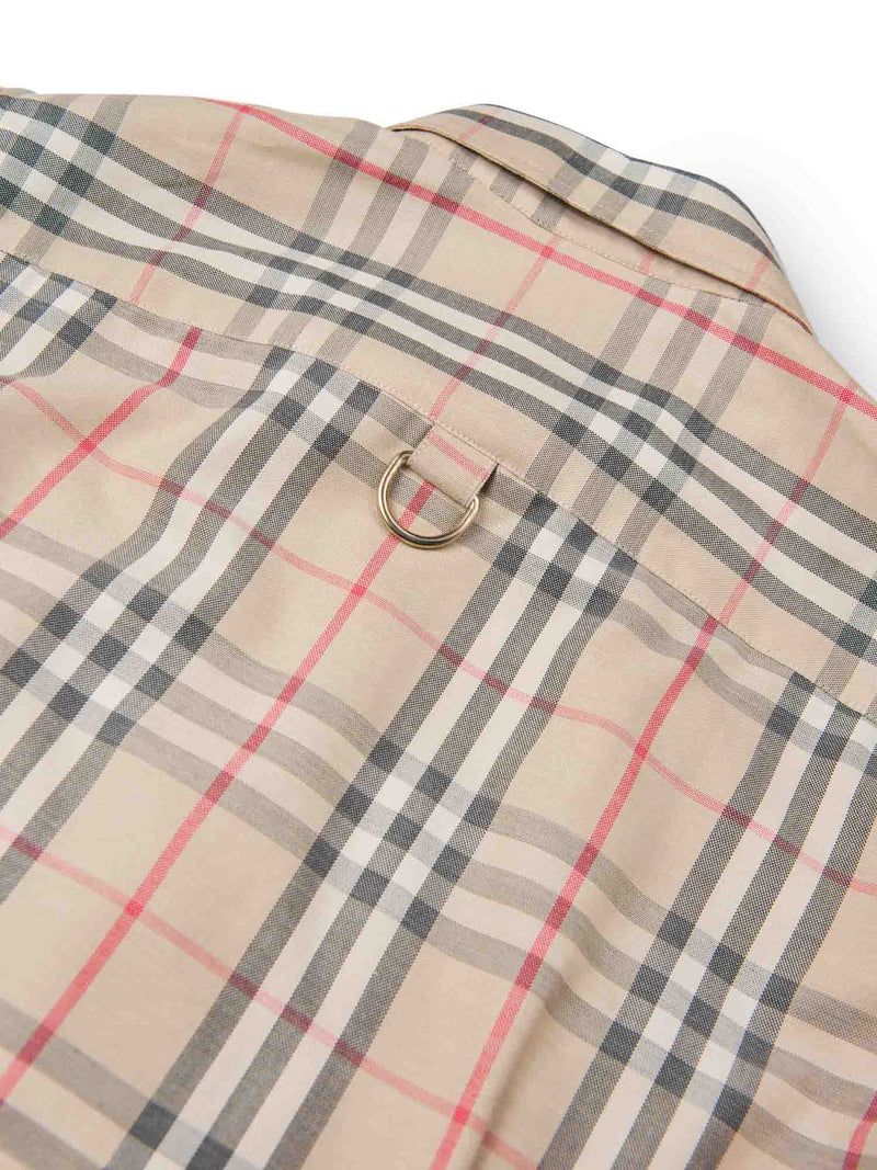 Burberry Cotton Logo Nova Check Button Up Shirt Beige