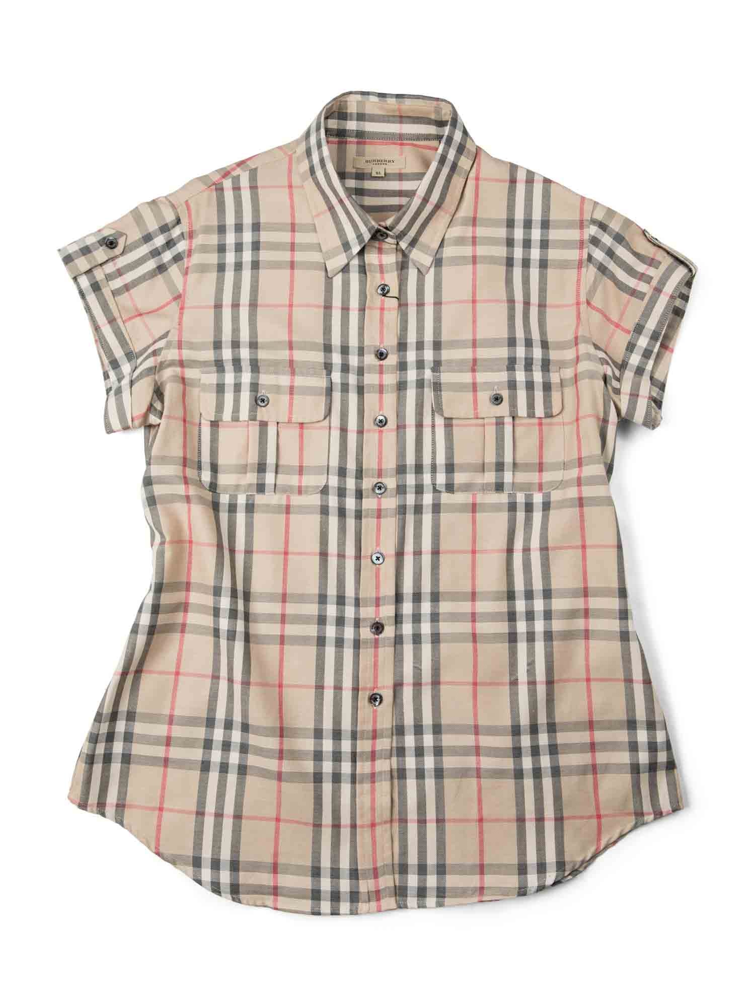 Burberry Cotton Logo Nova Check Button Up Shirt Beige-designer resale
