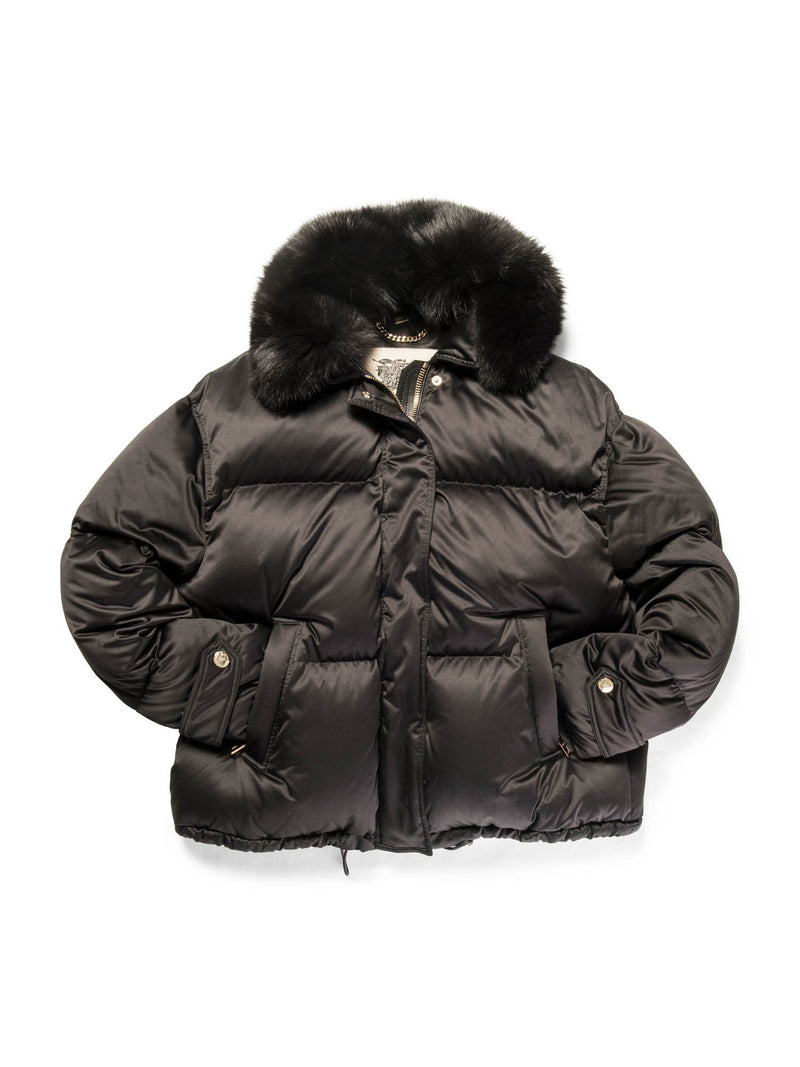 Burberry Fur Collar Oversized Puffer Down Jacket Black-designer resale