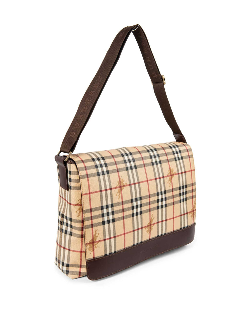 Burberry Haymarket Check Messenger Bag Beige-designer resale