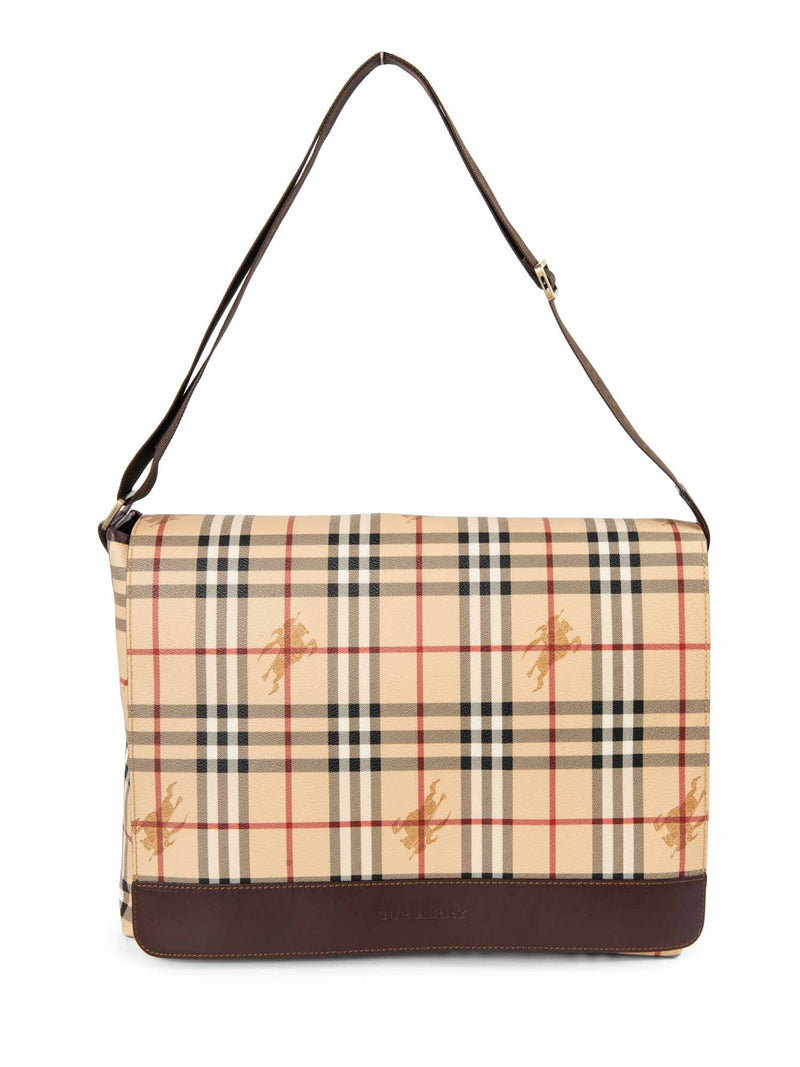 Burberry Haymarket Check Messenger Bag Beige-designer resale