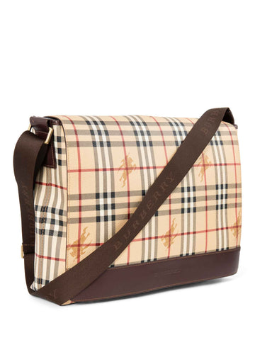 Burberry Haymarket Check Messenger Bag Beige-designer resale