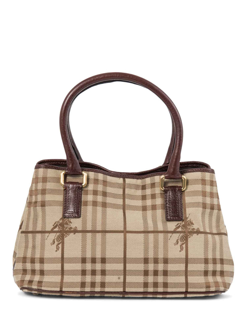 Burberry Heymarket Check Top Handle Shopper Bag Brown-designer resale