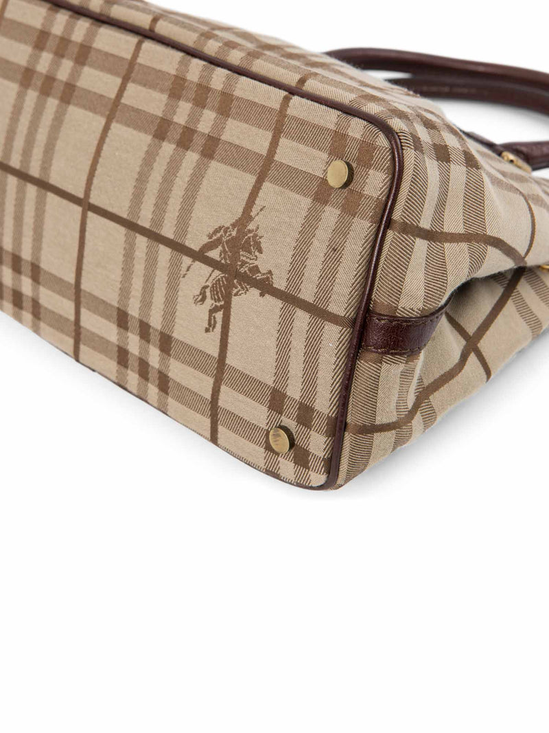 Burberry Heymarket Check Top Handle Shopper Bag Brown-designer resale