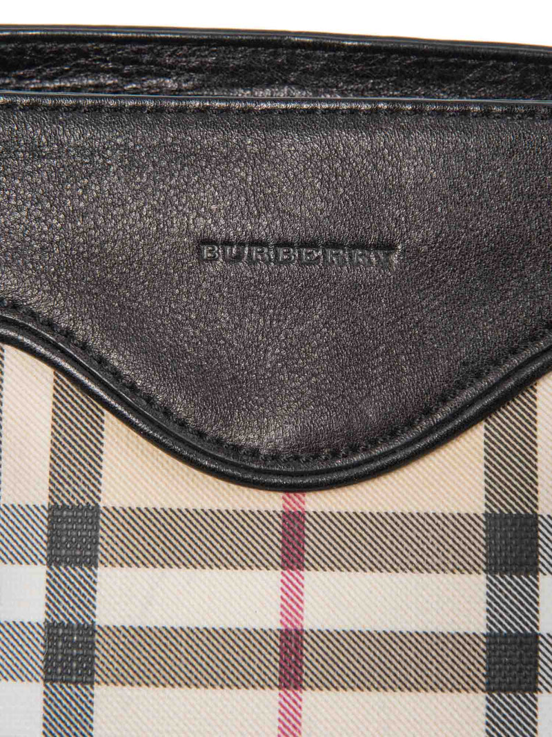 Burberry House Check Leather Top Handle Shopper Bag Beige Black-designer resale
