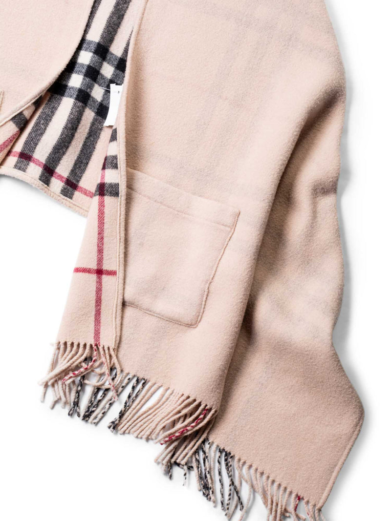 Burberry House Check Reversible Wool Poncho Beige-designer resale