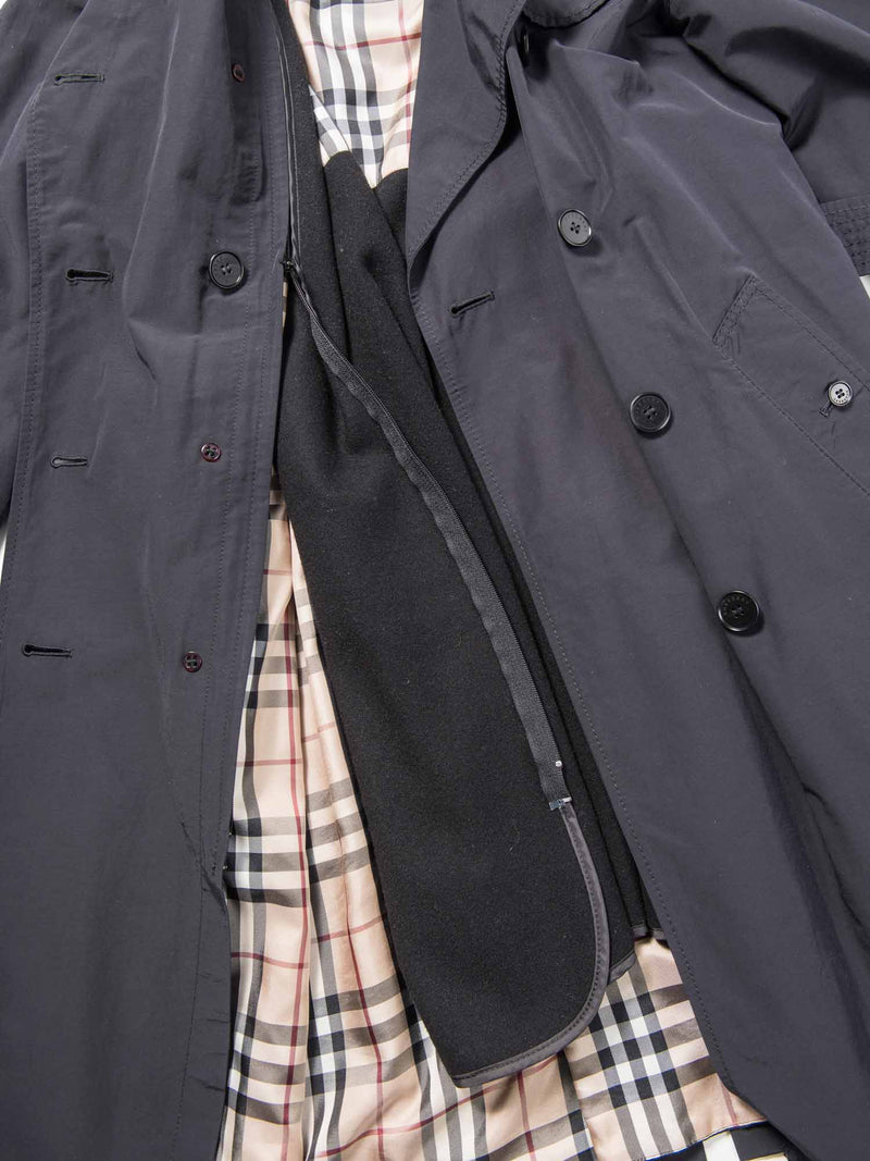 Burberry House Check Wool Lined Trench Coat Black-designer resale