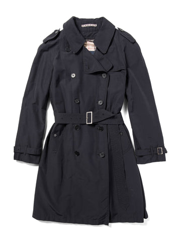 Burberry House Check Wool Lined Trench Coat Black-designer resale