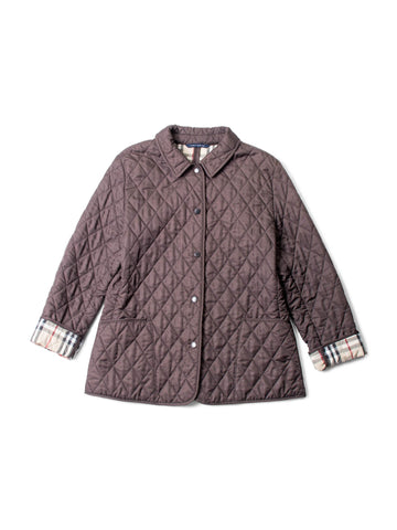Burberry Nova Check Quilted Fitted Jacket Brown-designer resale