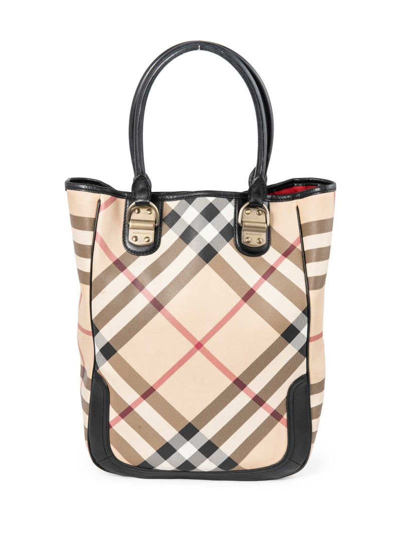 Burberry Nova Check Top Handle Shopper Bag Beige-designer resale