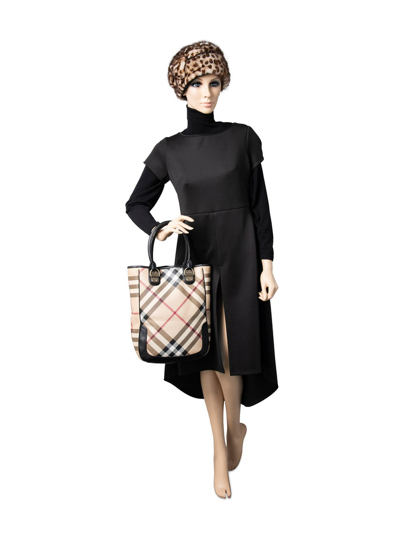 Burberry Nova Check Top Handle Shopper Bag Beige-designer resale