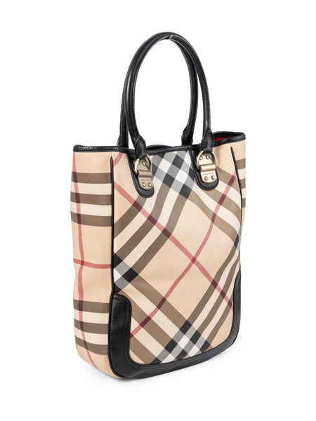 Burberry Nova Check Top Handle Shopper Bag Beige