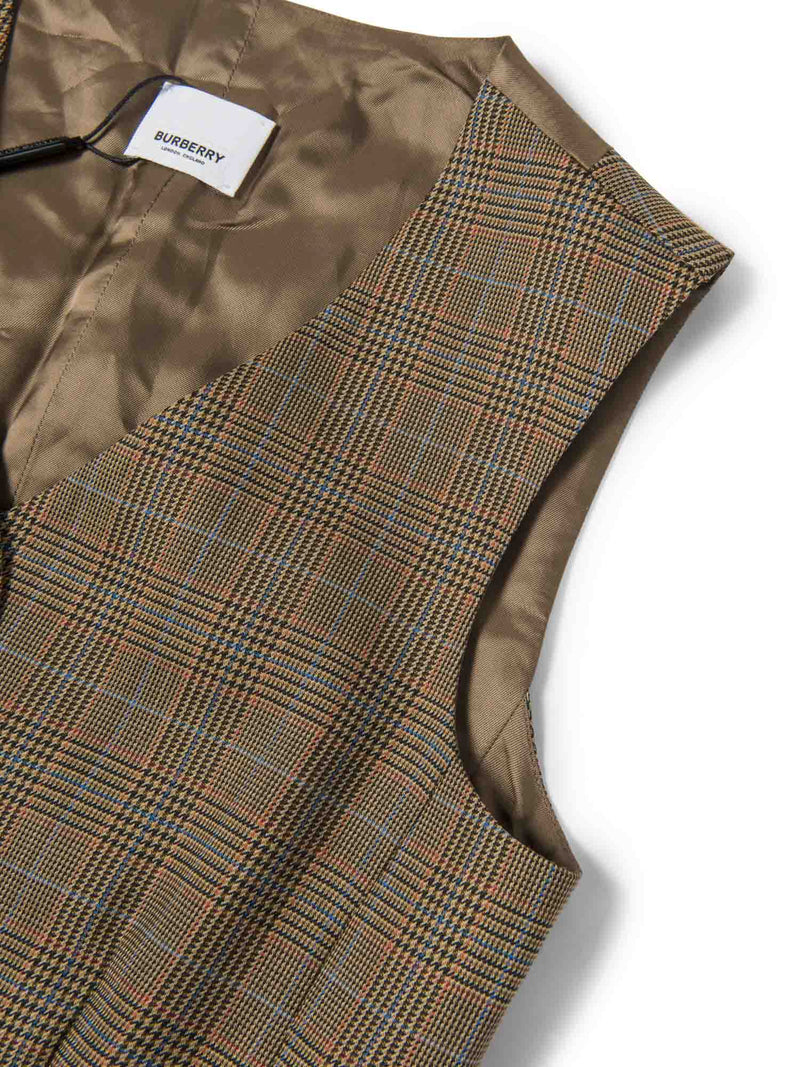 Burberry Wool Check Sleeveless Vest Brown