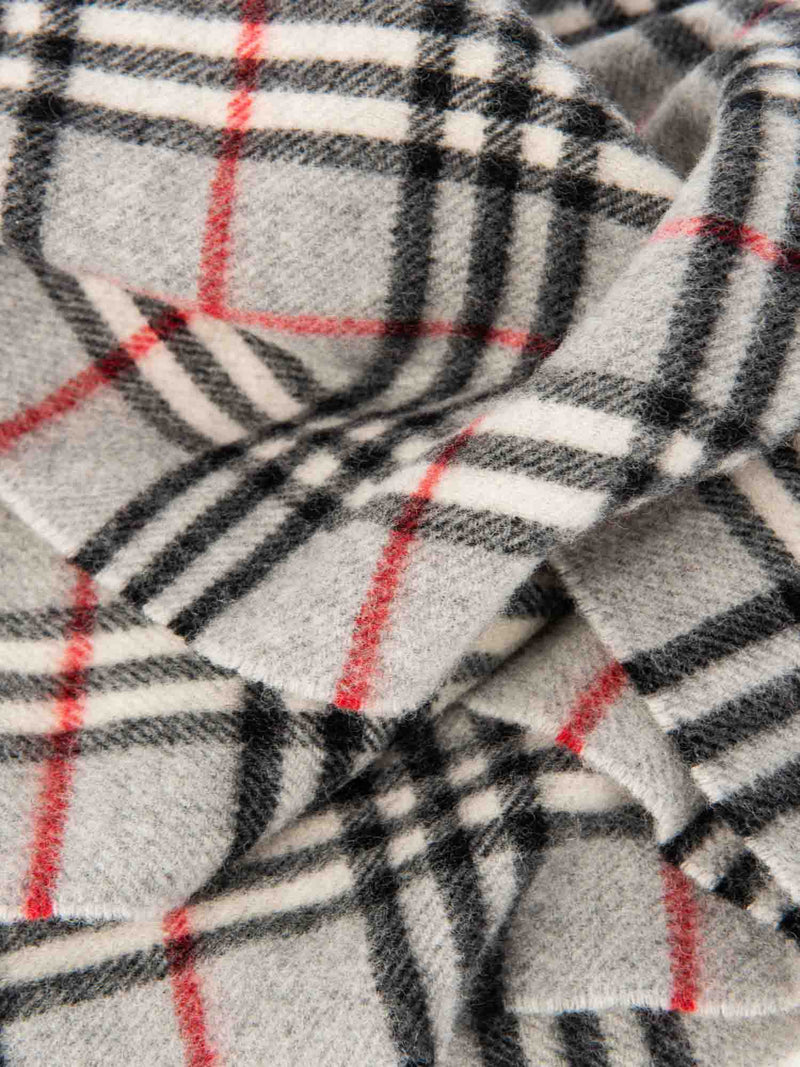 Burberry Wool House Check Unisex Fringe Scarf Grey-designer resale