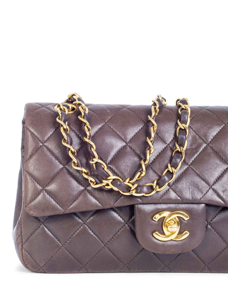 CHANEL 2.55 Quilted Leather Double Flap Small Bag Brown