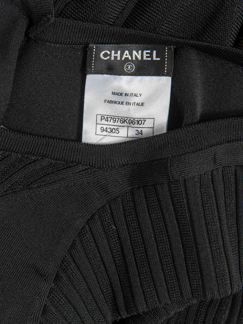 CHANEL CC Logo Bow Mini Dress Black White-designer resale