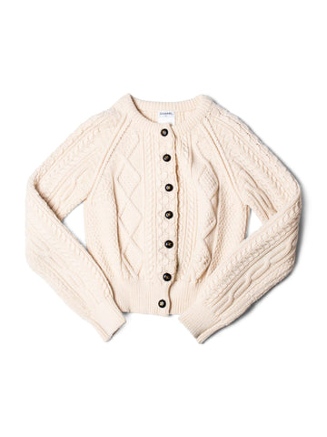 CHANEL CC Logo Cable Knit Cardigan Ivory-designer resale