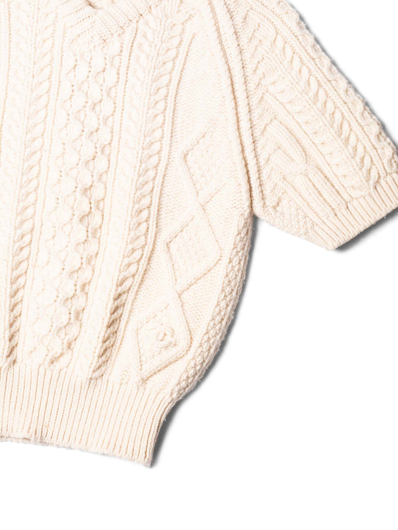 CHANEL CC Logo Cable Knit Cropped Top Ivory-designer resale