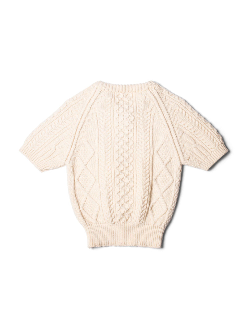 CHANEL CC Logo Cable Knit Cropped Top Ivory-designer resale