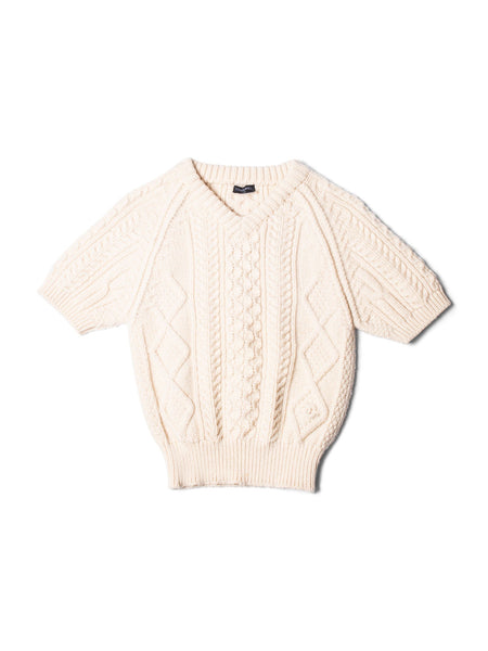 Mary logo cable knit set ivory ② Toddler Girl Metallic Cable Knit Long-Sleeve Sweater - Ivory