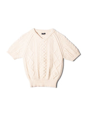 AM1368 Kitty cable knit tops アイボリー　Ivory ANDMARY】Kitty cable knit tops