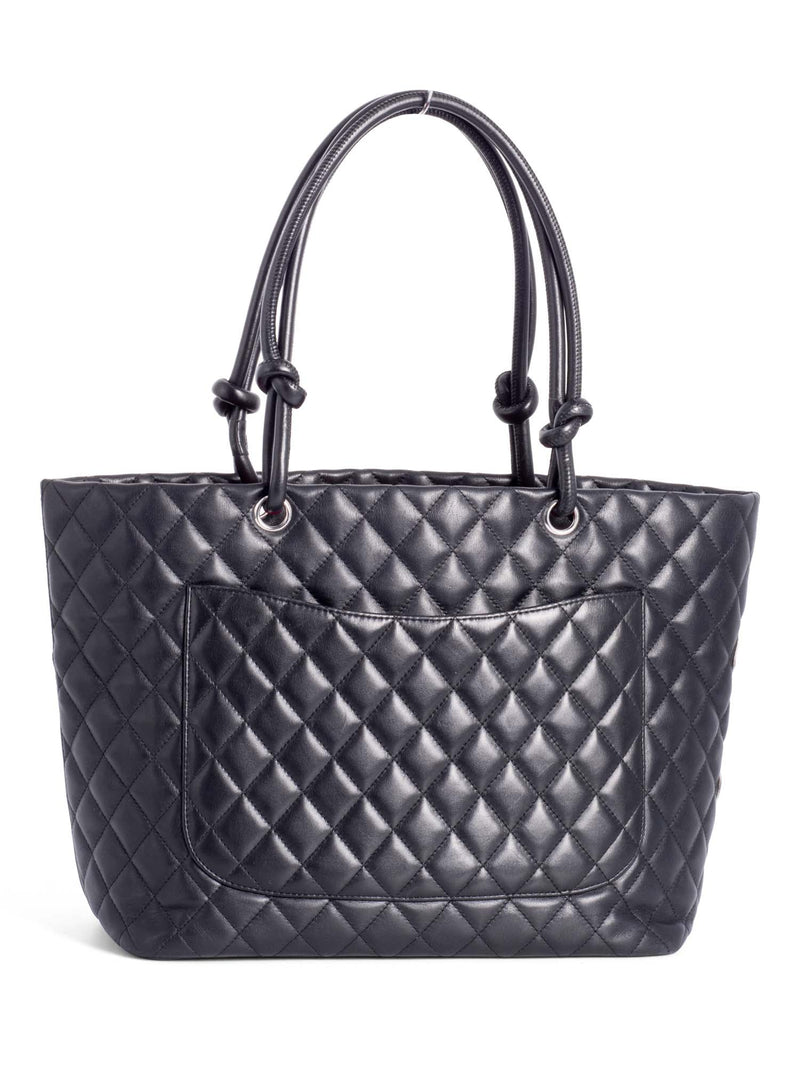 CHANEL CC Logo Cambon Shopper Bag Black White-designer resale