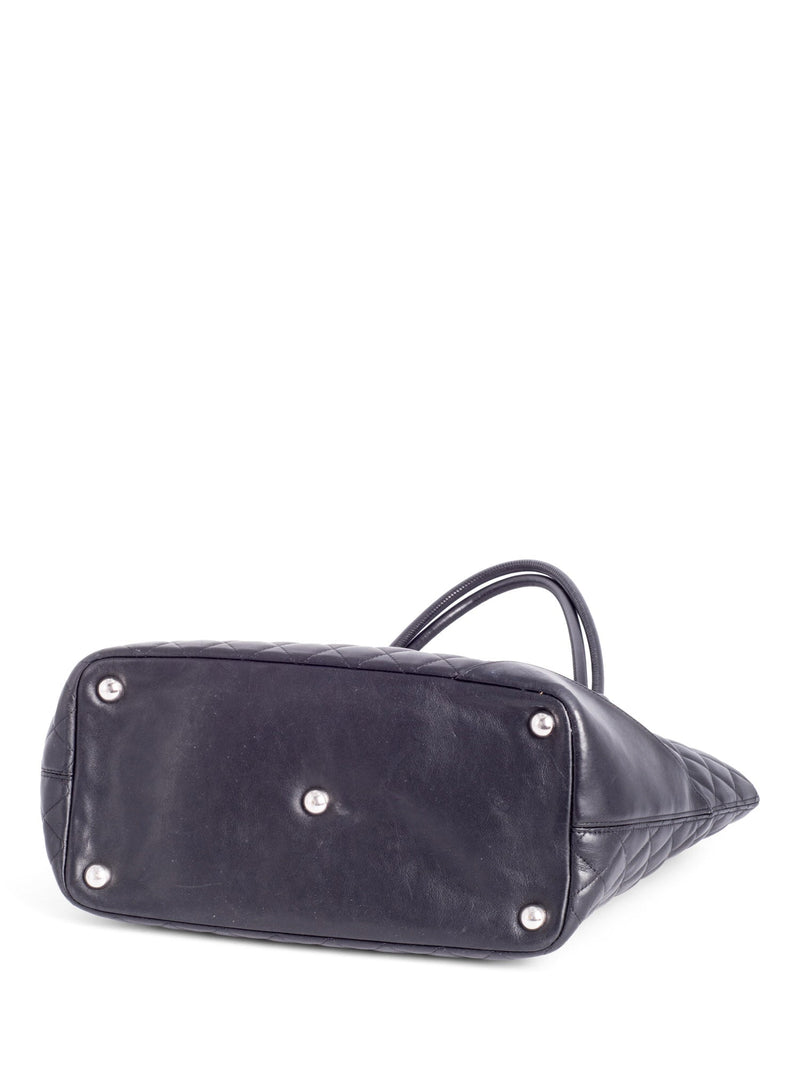 CHANEL CC Logo Cambon Shopper Bag Black White-designer resale