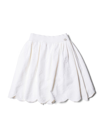 CHANEL CC Logo Camellia Knit Aline Mini Skirt White-designer resale